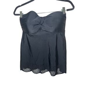 Merona ruffle edge black halter tankini top woman Large no strap